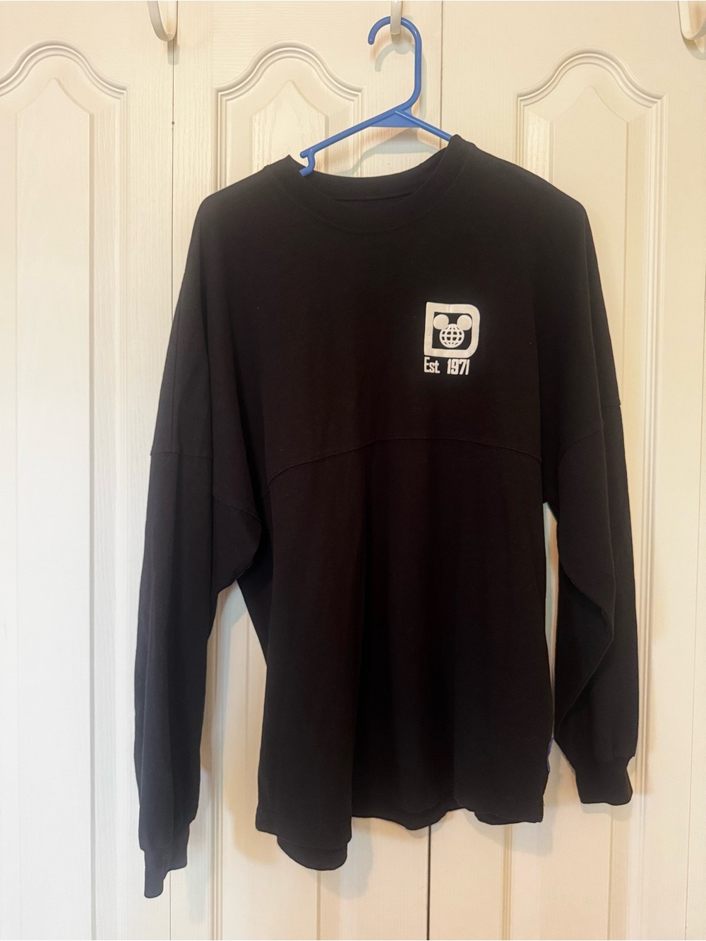 Disney Black Crewneck Sweatshirt with White Chest Logo